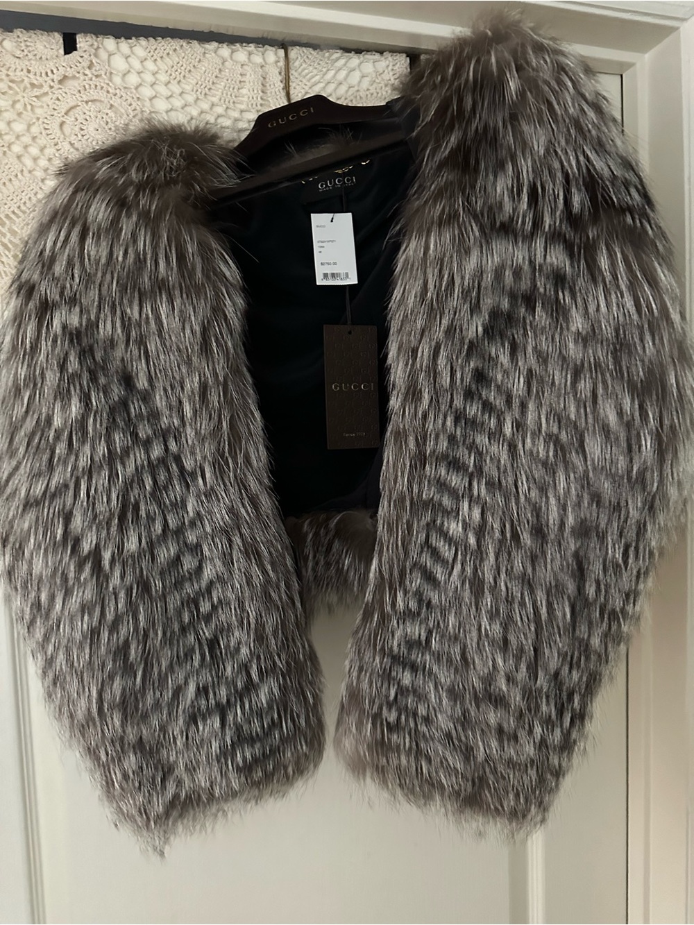 Beautiful Gucci Grey Fur cropped Jacket